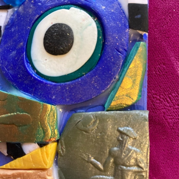 Handmade Polymer Clay Mosaic Art “Bee Mindful”Plaque Original On Wood - Picture 8 of 11